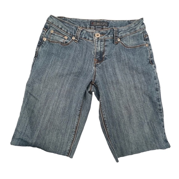Baccini Cut Off Bermuda Embellished Denim Jean Shorts Size 4 Women's - Picture 1 of 6